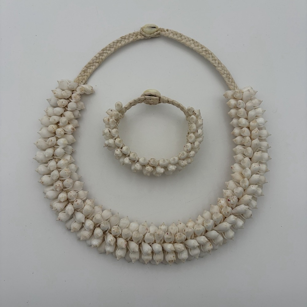 Hawaiian Niihau Shells Lei Necklace & Bracelet Hand Woven Rare